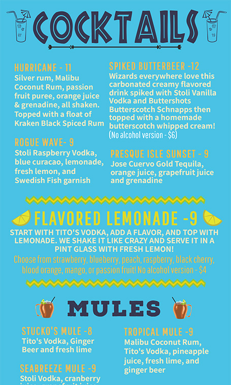 Summer 2026 cocktail menu